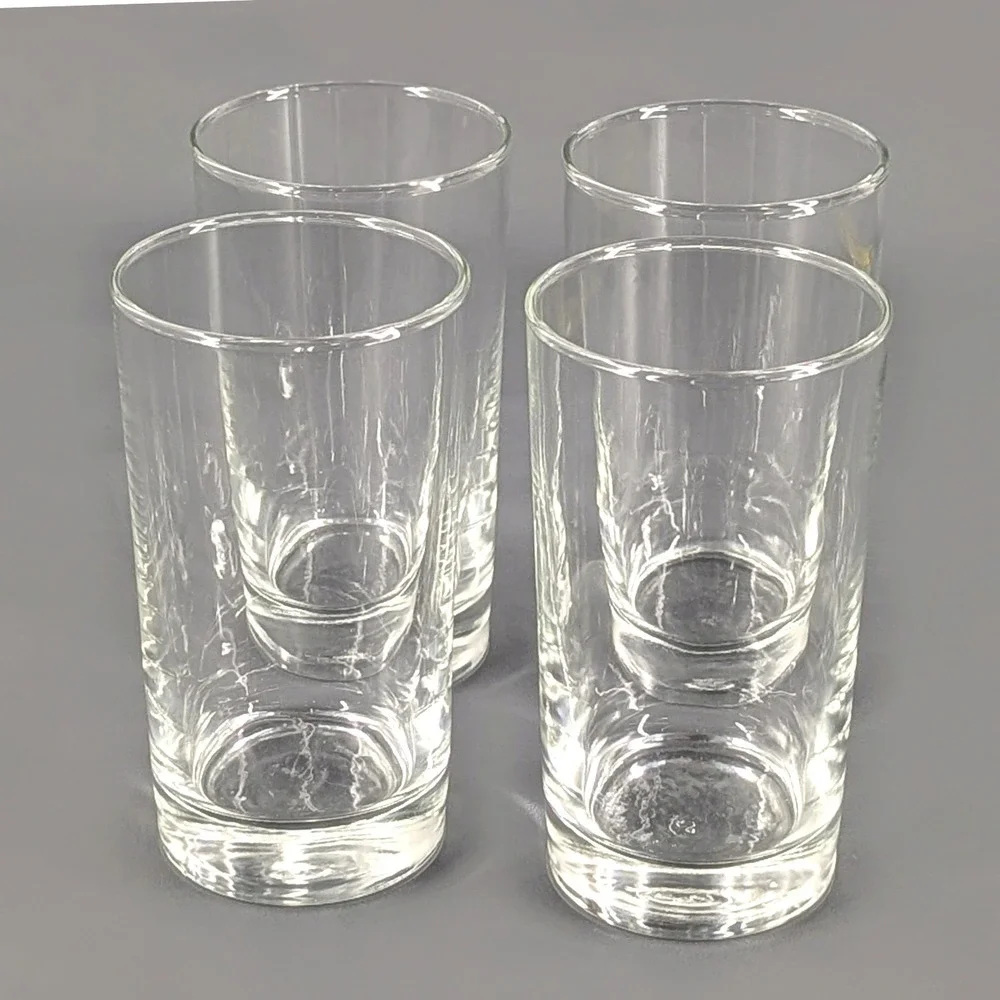 Set of 4 Clear Glass Highball Tumblers Weighted Base 10oz Drinking Glasses